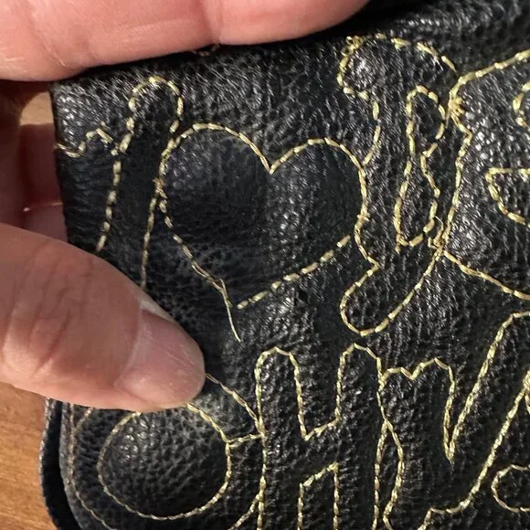 Betsey Johnson Handbag Logo Quilted Be Mine Gold Chain Straps Black O/S - Picture 12 of 13